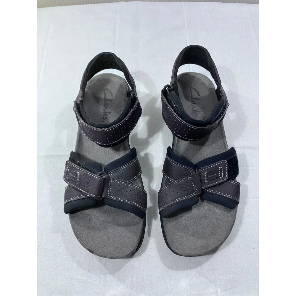 Clarks Mens Leather Adjustable Strap Sandals Dark Brown Size‎ 10M